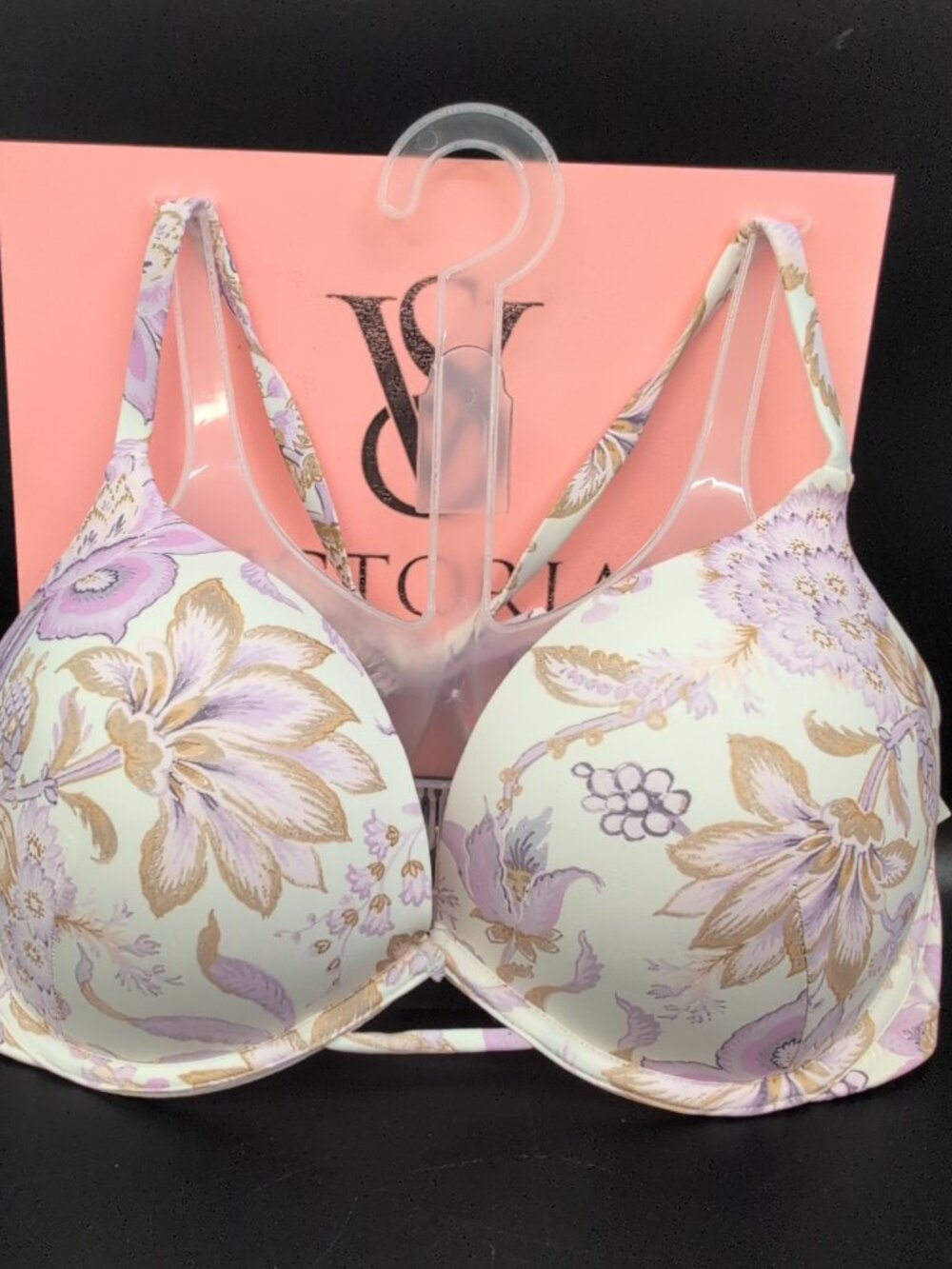 Victoria's Secret Swim Bombshell Add-2-Cups Push-Up Bikini Top 34DD Violet Flora